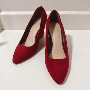 Forever 21 Crimson Red Suede Wedge Heels Size 7.5